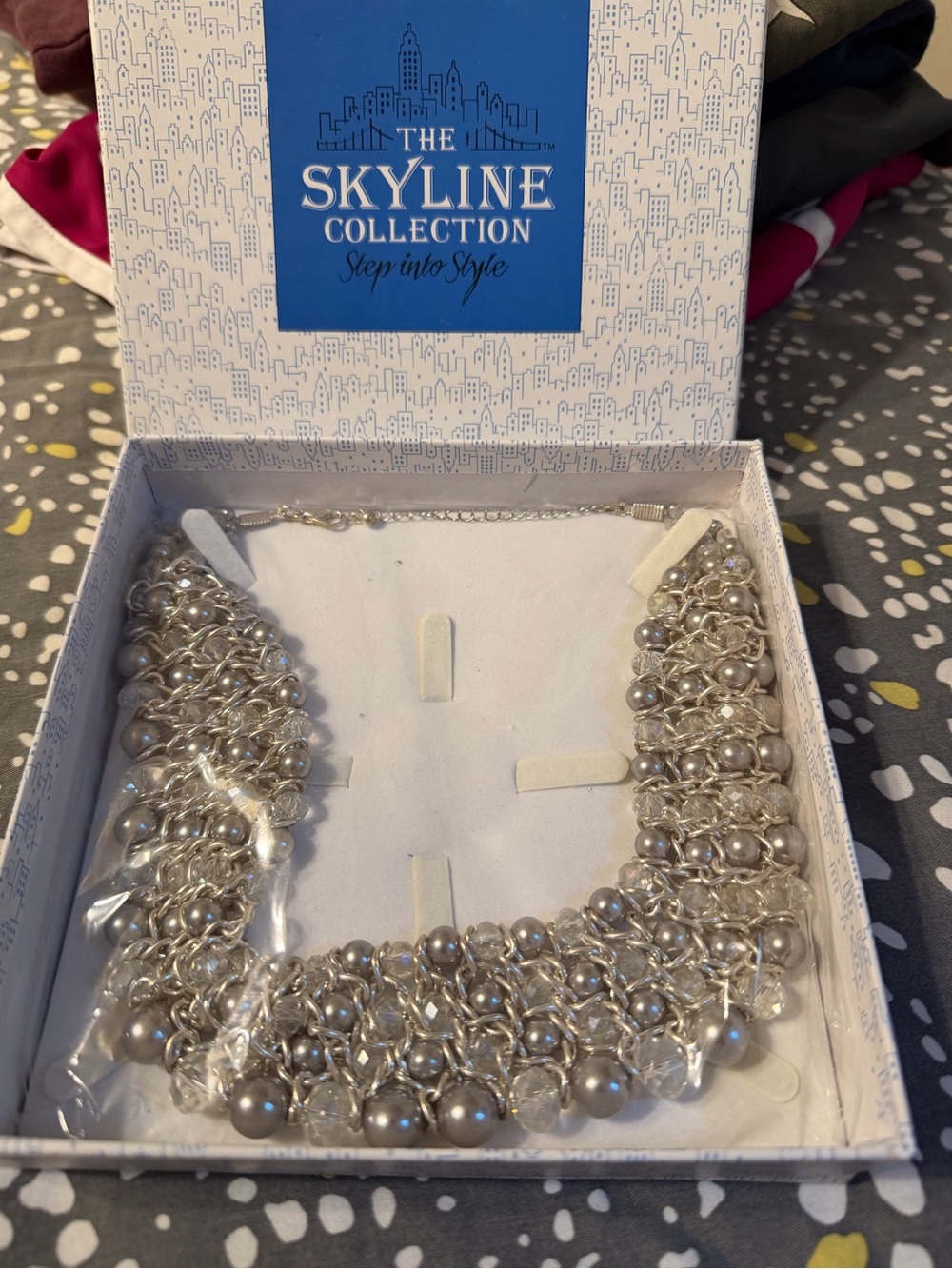 Silver Pearl Cluster Necklace